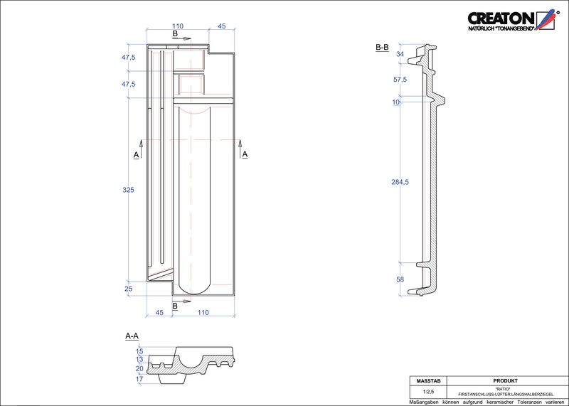 CAD datoteka izdelka RATIO slemenski priključni zračnik polovička FALLH