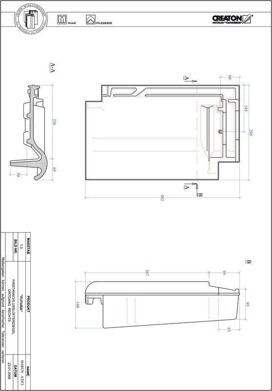 CAD datoteka izdelka FUTURA slemenski priključni zračnik desni FALOGR