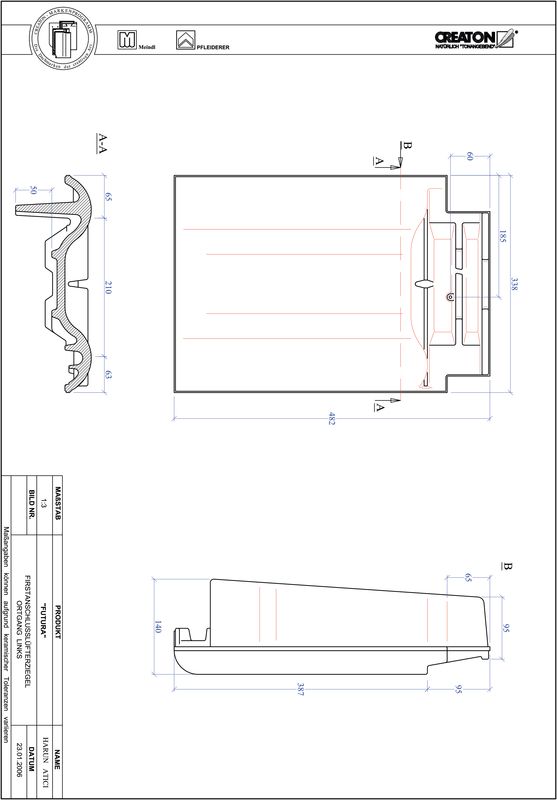 CAD datoteka izdelka FUTURA slemenski priključni zračnik levi FALOGL