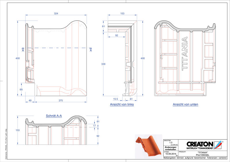 CAD datoteka izdelka TITANIA strešnik za enokapno streho PULT