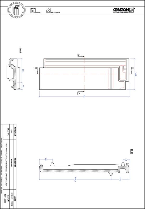 CAD datoteka izdelka DOMINO slemenski priključni zračnik dvovalovnik FALLH