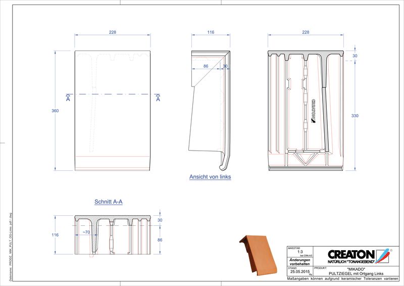 CAD datoteka izdelka MIKADO  strešnik za enokapno streho, krajnik levi PULTOGL