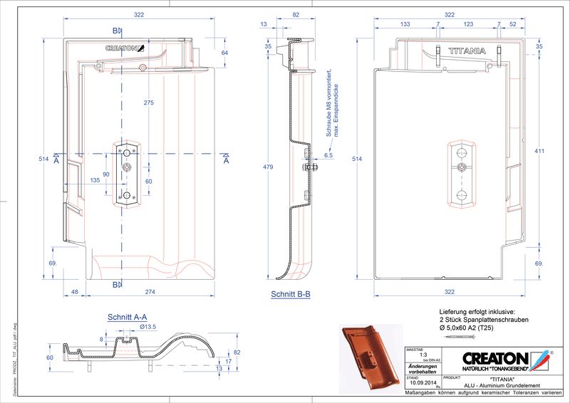 CAD datoteka izdelka TITANIA osnova, aluminij GRUNDALU