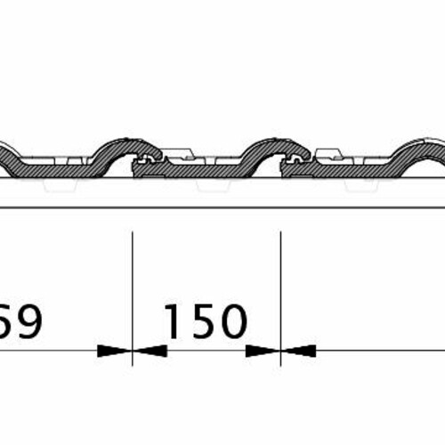 Tehnična skica izdelka MAXIMA OG leva z metalno ploščo in dvovalovnikom ODL