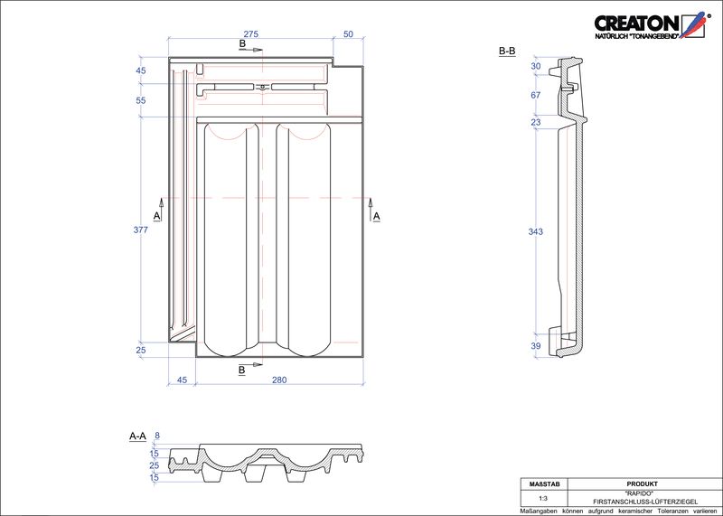 CAD datoteka izdelka RAPIDO  slemenski priključni zračnik FALZ