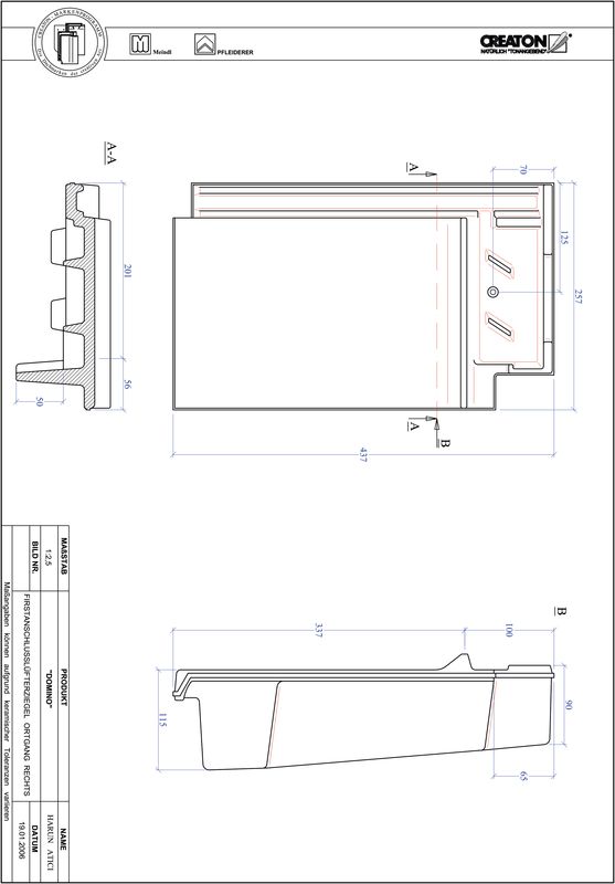 CAD datoteka izdelka DOMINO slemenski priključni zračnik desni FALOGR