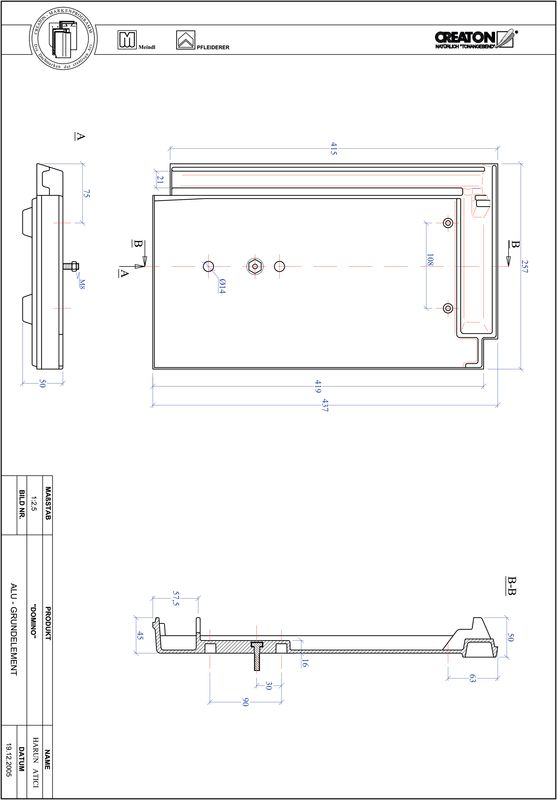CAD datoteka izdelka DOMINO osnova, aluminij GRUNDALU