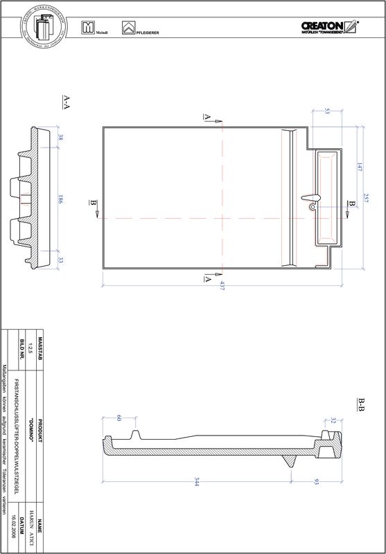 CAD datoteka izdelka DOMINO slemenski priključni zračnik dvovalovnik FALDWZ