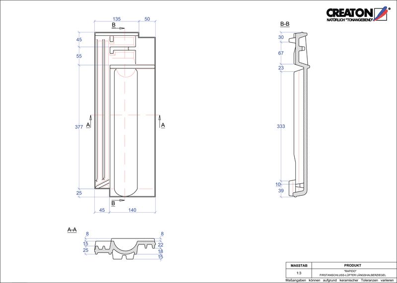 CAD datoteka izdelka RAPIDO slemenski priključni zračnik polovička FALLH