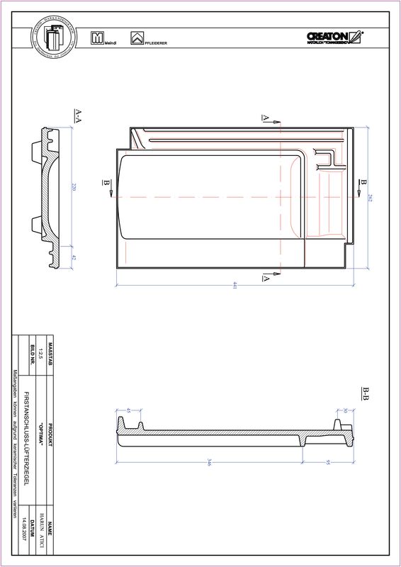 CAD datoteka izdelka OPTIMA  slemenski priključni zračnik FALZ