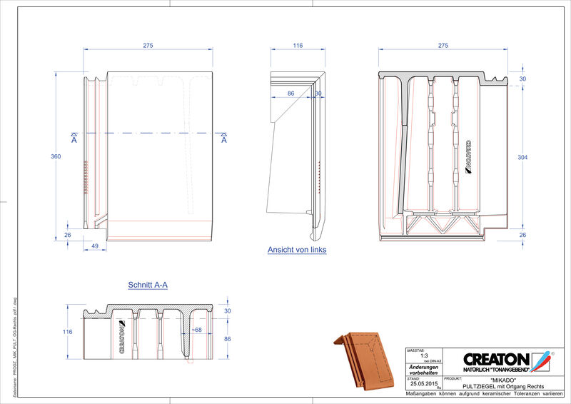 CAD datoteka izdelka MIKADO  strešnik za enokapno streho, krajnik desni PULTOGR