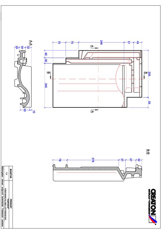 CAD datoteka izdelka SINFONIE  slemenski priključni zračnik FALZ