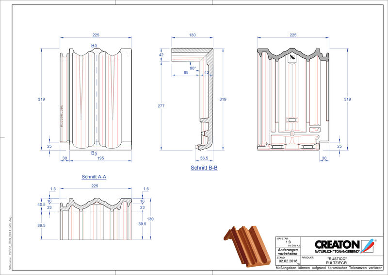 CAD datoteka izdelka RUSTICO strešnik za enokapno streho PULT