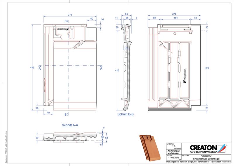 CAD datoteka izdelka MIKADO  slemenski priključni zračnik FALZ