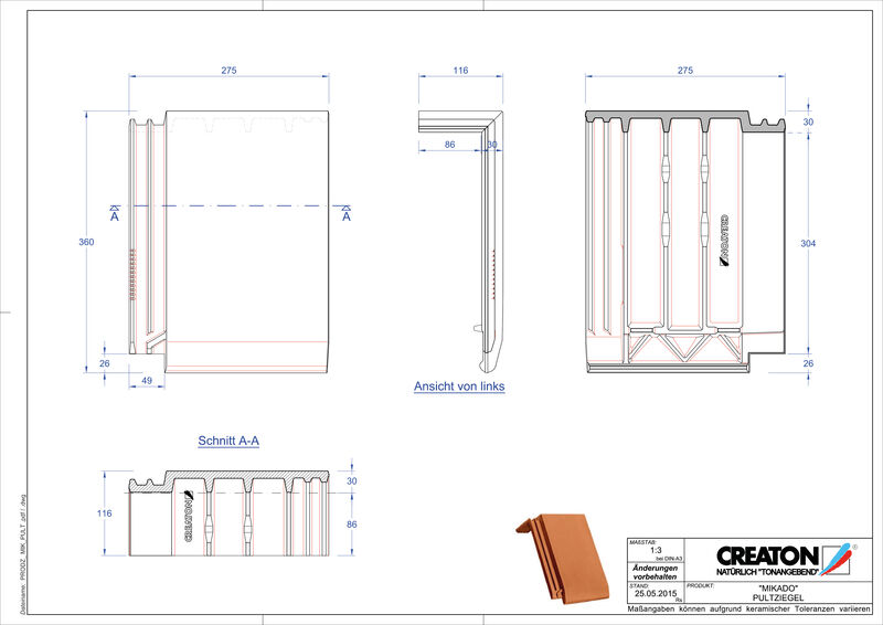 CAD datoteka izdelka MIKADO strešnik za enokapno streho PULT