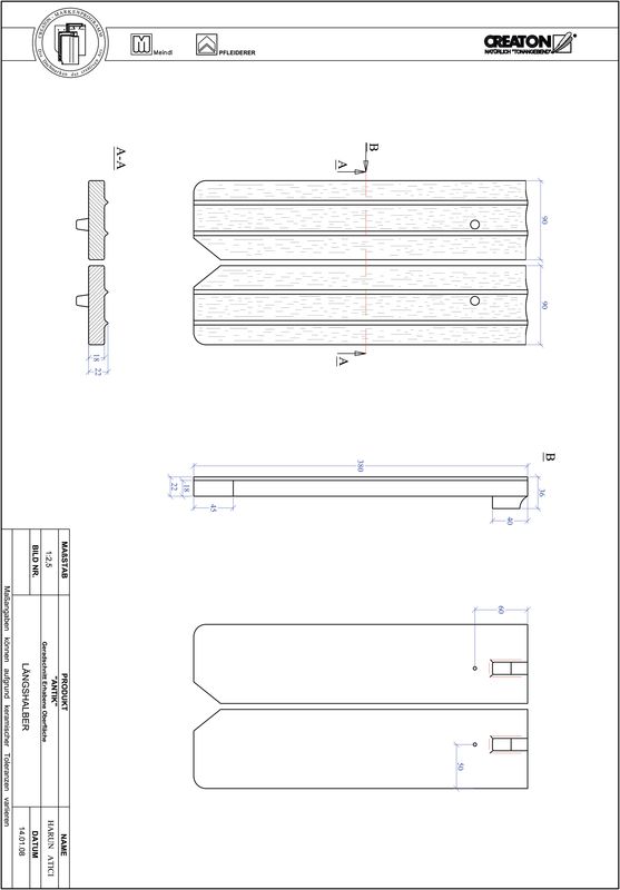 CAD datoteka izdelka ANTIK ravna oblika GER-LH