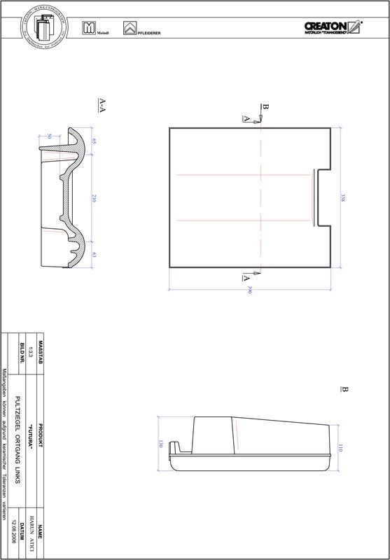 CAD datoteka izdelka FUTURA strešnik za enokapno streho, krajnik levi PULTOGL