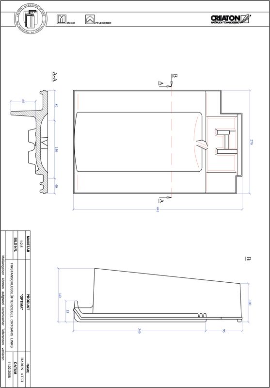 CAD datoteka izdelka OPTIMA slemenski priključni zračnik levi FALOGL