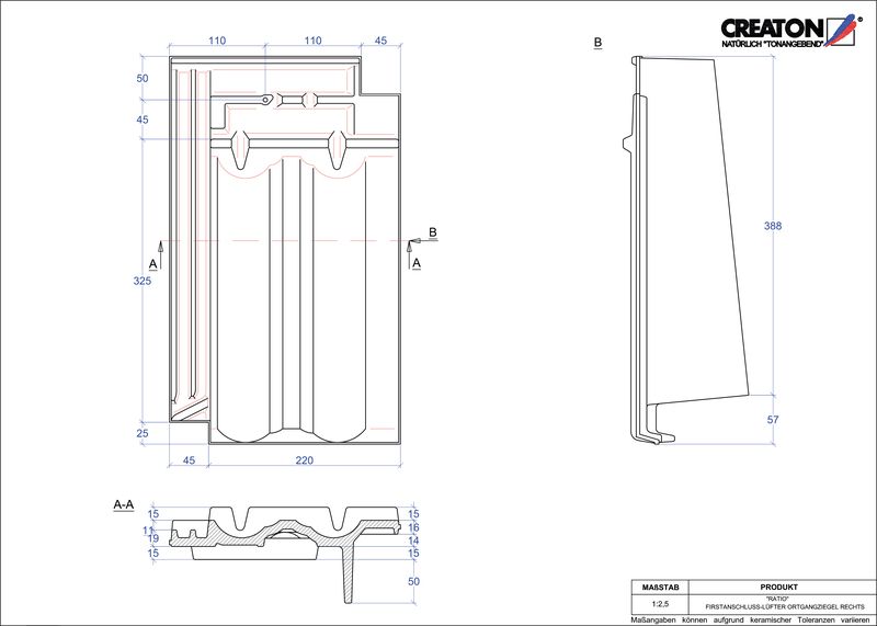CAD datoteka izdelka RATIO slemenski priključni zračnik desni FALOGR