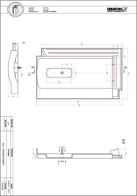 CAD datoteka izdelka OPTIMA osnova, aluminij GRUNDALU