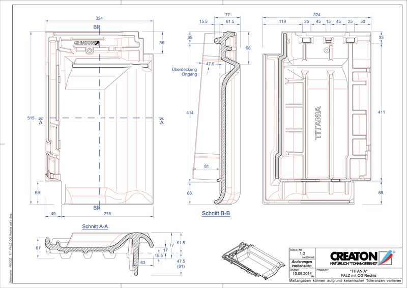 CAD datoteka izdelka TITANIA slemenski priključni zračnik desni FALOGR