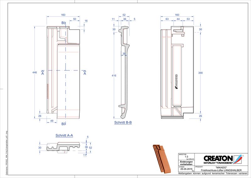 CAD datoteka izdelka MIKADO slemenski priključni zračnik polovička FALLH