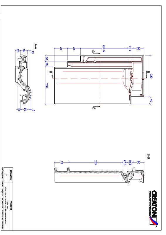 CAD datoteka izdelka SINFONIE slemenski priključni zračnik polovička FALLH